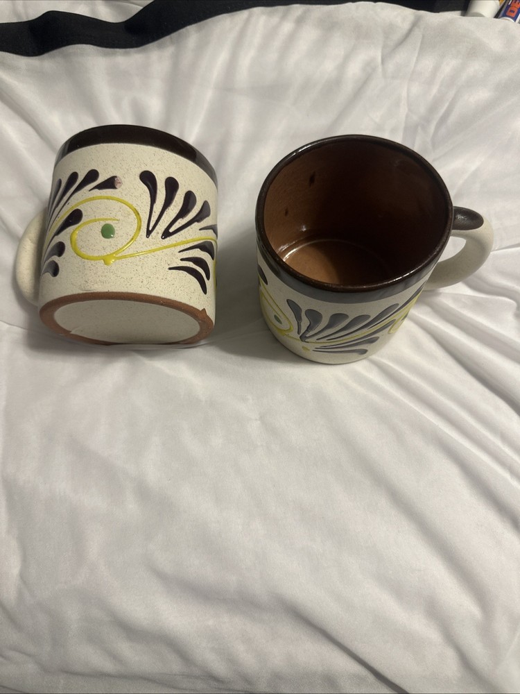 Vintage Ceramic Hand Painted Coffee/Tea/Cocoa Cups Pair, Set Of 2