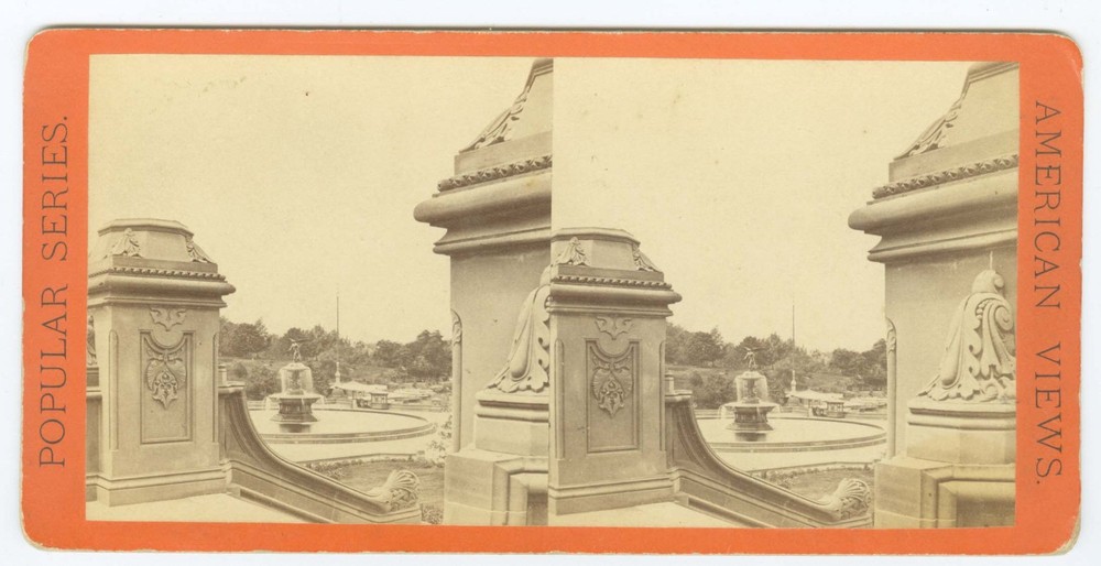 G2264~ NEW YORK – Central Park Fountain c1870s Stereoview Anthony