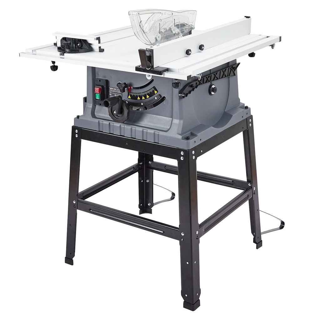 10 Inch 15 Amp Portable Table Saw with Stand and 90° Cross Cut