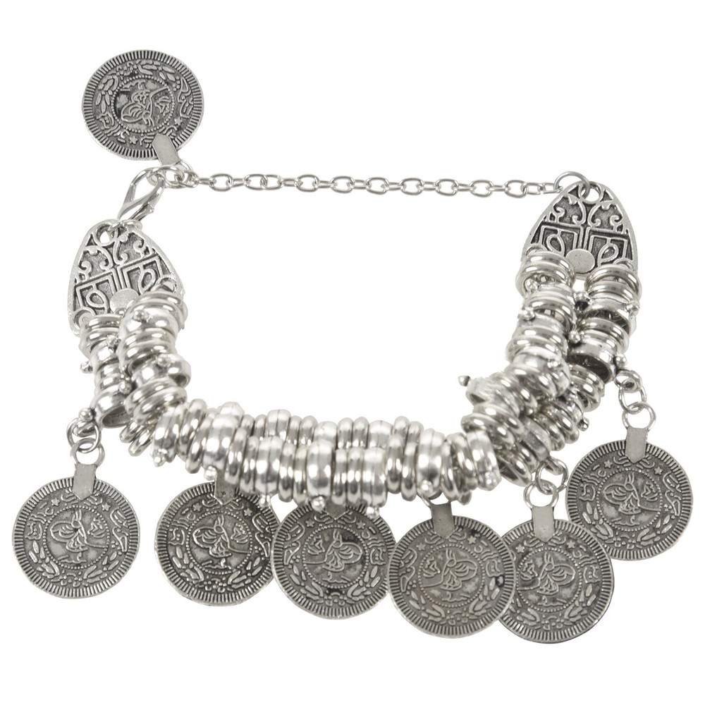 Hot Turkish Jewelry Bohemian Ethnic Vintage Silver Coin Bracelet Anklet  V6F7