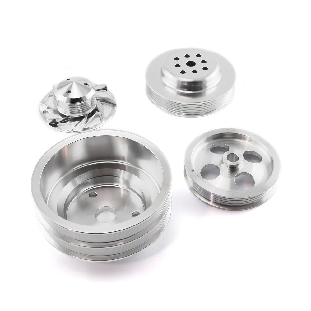 Chevy SBC Serpentine Pulley Kit Long Water Pump with Type 2 Power Steering Pump