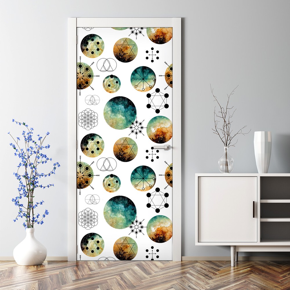 Intergalactic Geometry Bubble Free Door sticker Simple Decal Scandinavian decor