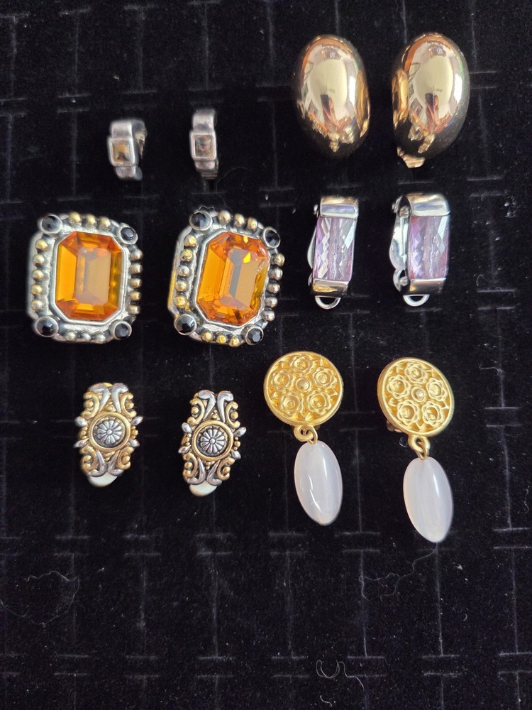 Vintage Rhinestone Earrings Lot QUALITY Clip On Screw Back Crystal & Pearl