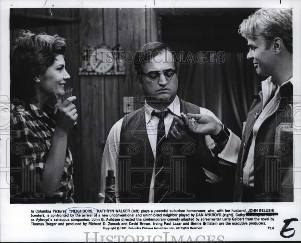 1981 Press Photo Kathryn Walker, Dan Aykroyd, John Belushi star in 