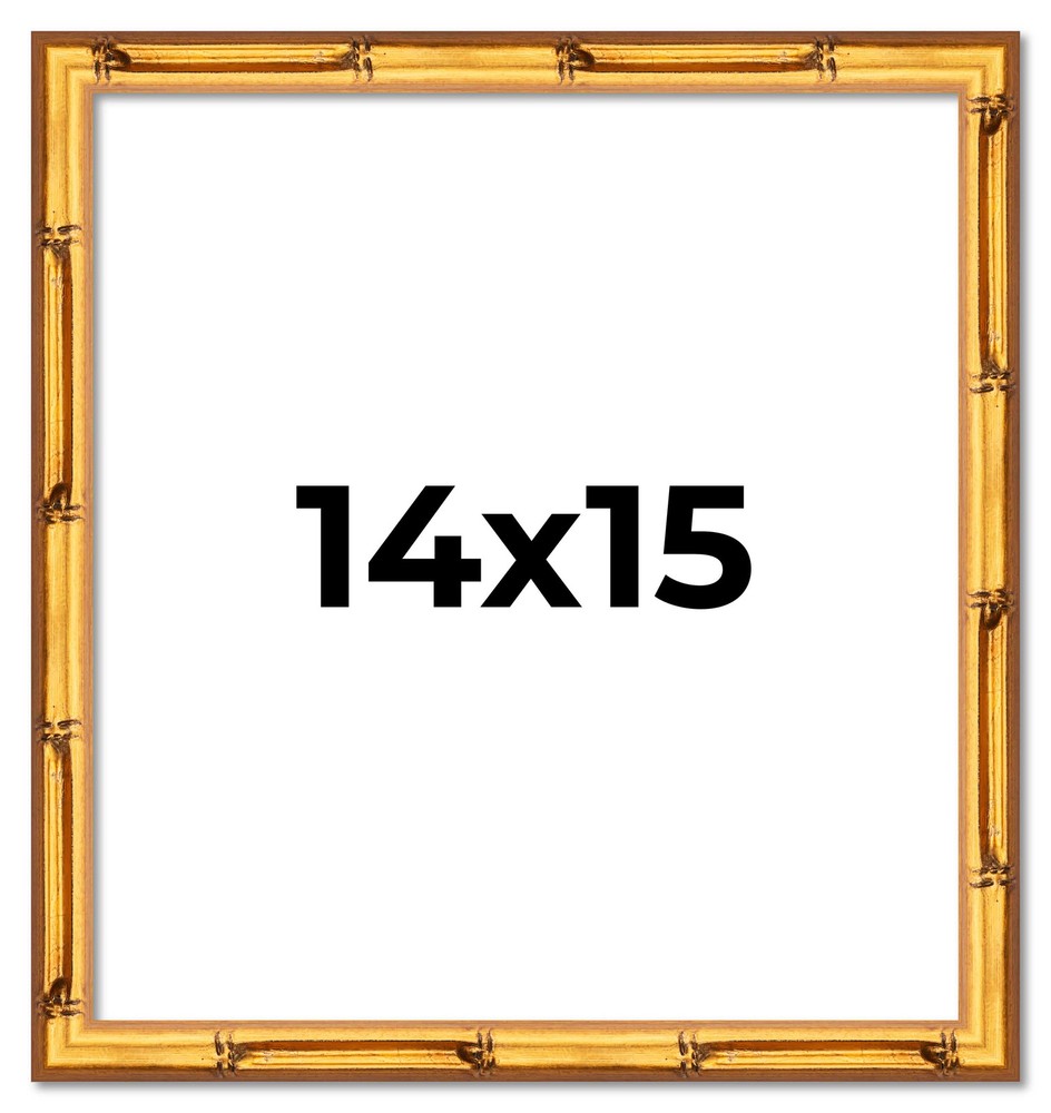 14x15 Gold Bamboo Solid Wood Picture Frame with 1-Inch Moulding - Display Horizontally or Vertically