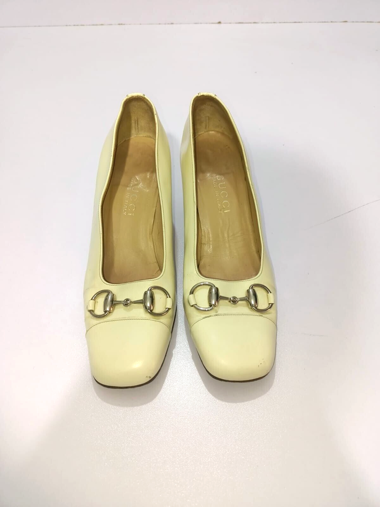 GUCCI PATENT LEATHER BLOCK HEELS PUMPS SIZE, EU38,US8,