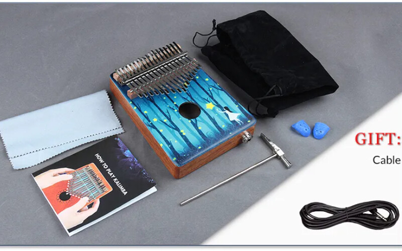 Wood Mahogany Thumb Piano with Audio Input 17 Key Kalimba Thumb Piano 100% New