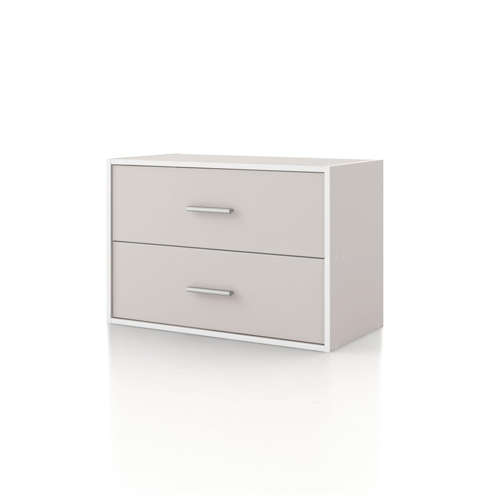 Apexa 2-Drawer Wooden Stackable Storage Drawers, Small Food Pantry Cabinet, C...