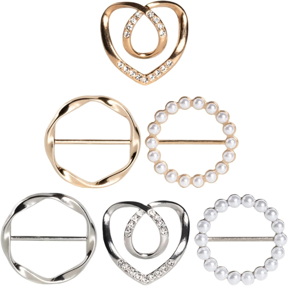 6PCS Scarf Rings & T-Shirt Clips for Women - Stylish Accessory Set