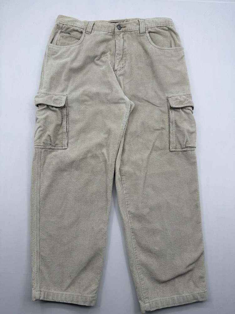 Vintage Quiksilver Corduroy Pants Mens 38 Beige Baggy Cargo Y2K Grunge