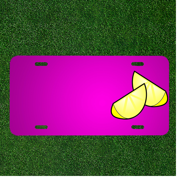 Create a Custom Personalized Car License Plate with Added Names Featuring a Lemon Sliced Design for a Unique Two-Sour Touch