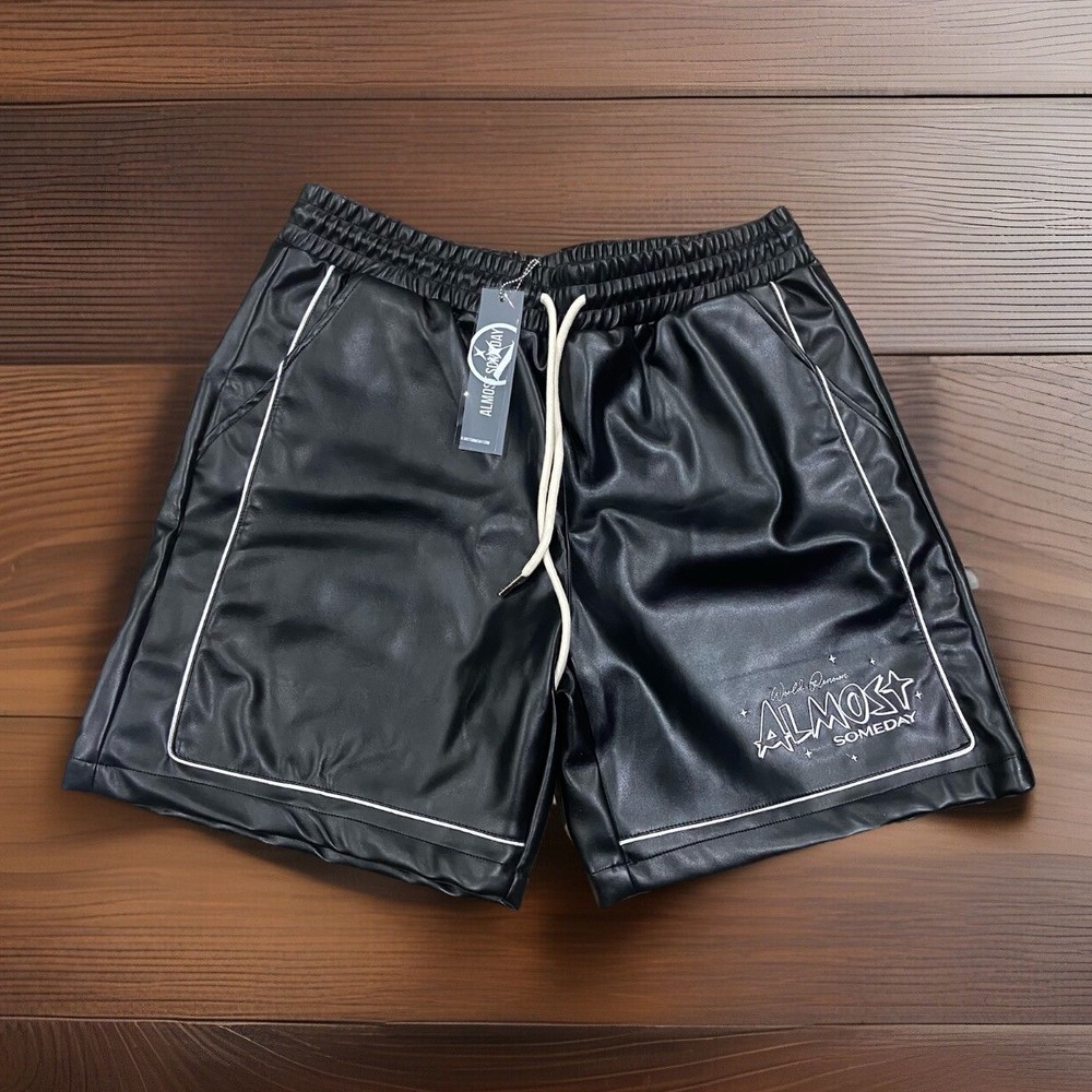 Almost Someday Stardust Leather Shorts Men’s Size Medium Black