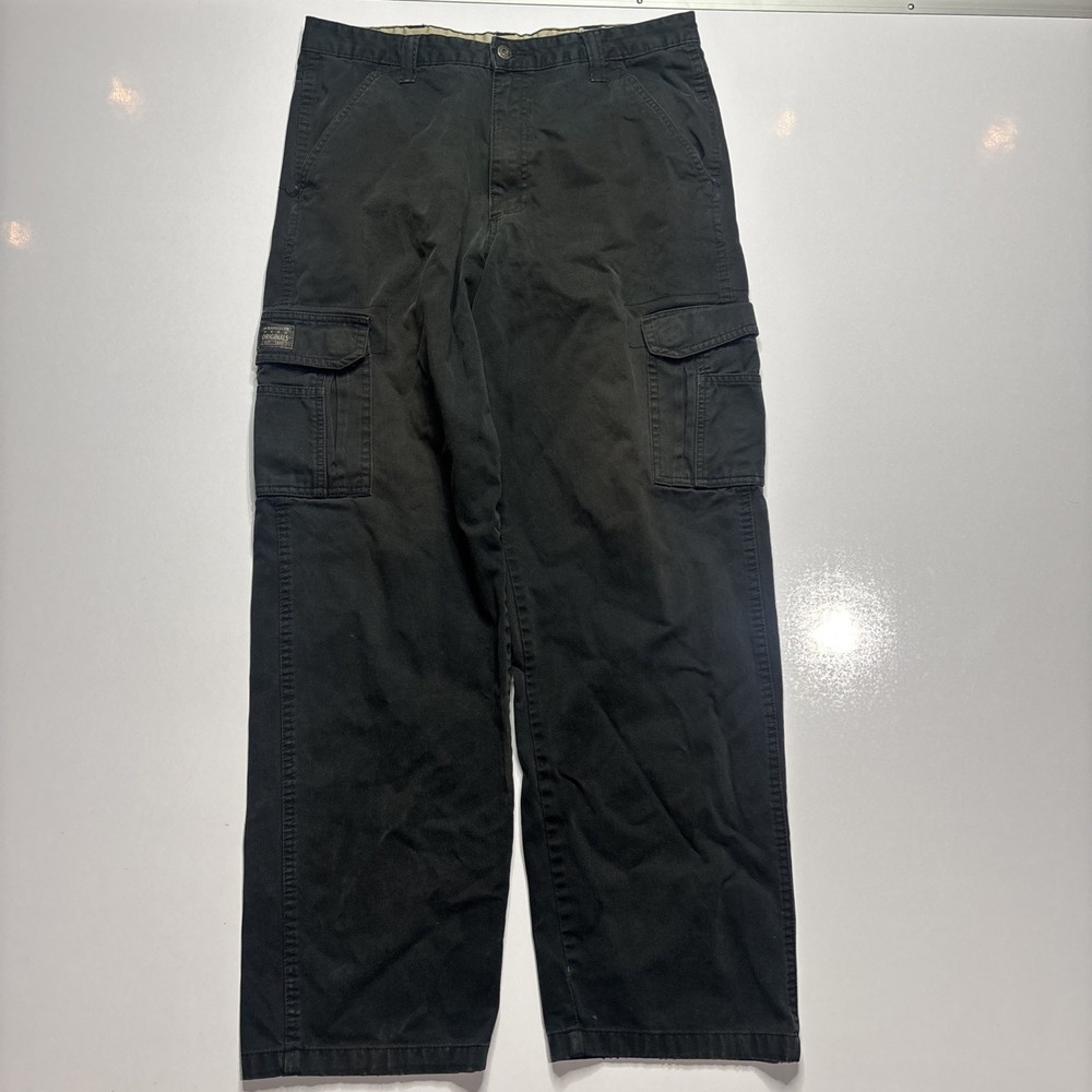 Wrangler Black 100% Cotton Baggy Cargo Utility Pants Y2K Streetwear Men’s 34x34