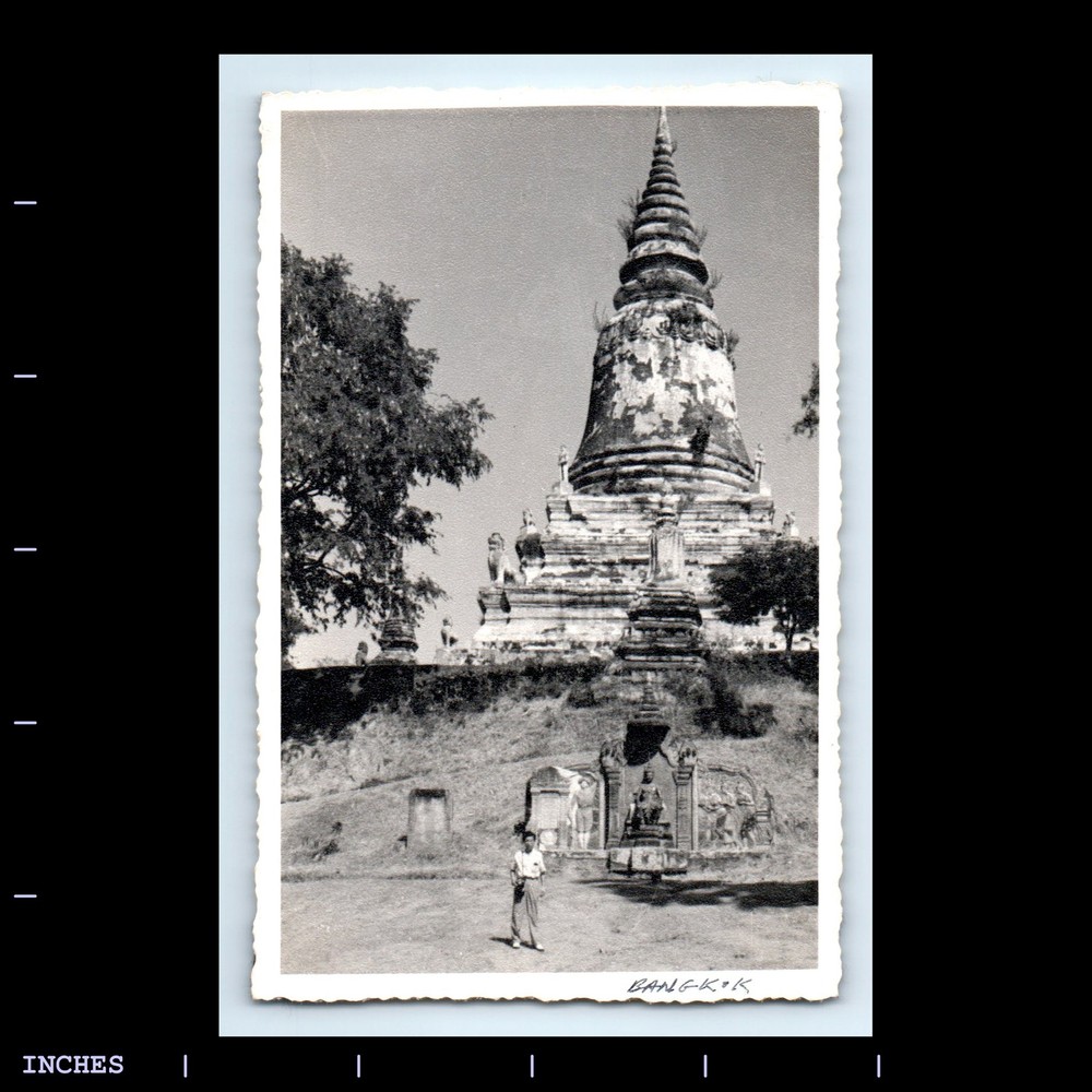 Old Vintage Photo BANGKOK THAILAND BUDDHIST TEMPLE WAT PHNOM DAUN PENH