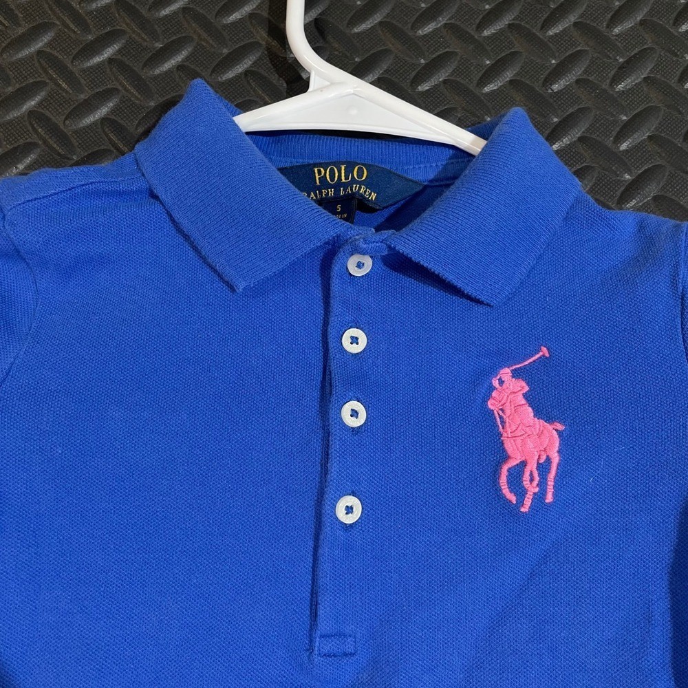Polo Ralph Lauren Blue Short Sleeve Embroidered Logo Shirt Kids Size 5