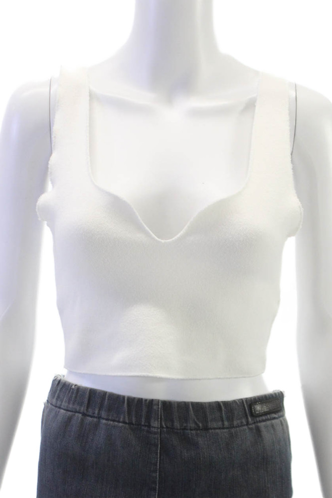 Zara Women Cropped Sweetheart Tank White Sleeveless Poly Spandex Size MFree Shipping in US $100+ Orders | $6.95 Orders Below