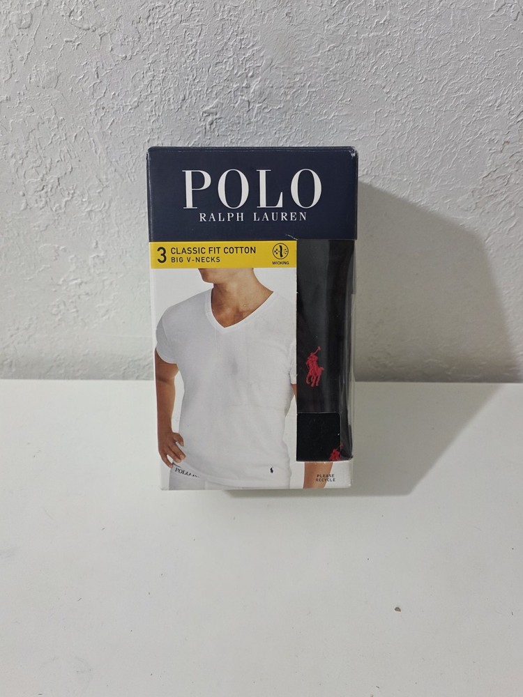Polo Ralph Lauren 3-Pk Classic Fit Cotton Big & Tall V-Neck Black T-Shirt 1XL