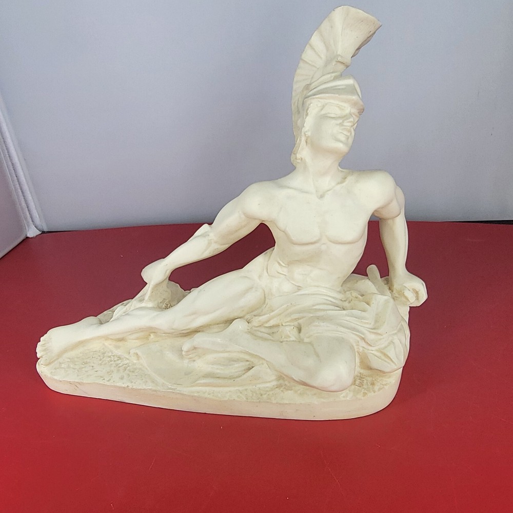 Alabaster Statue of Wounded Greek Hero Achilles 6.5 Inch Signed N73-image