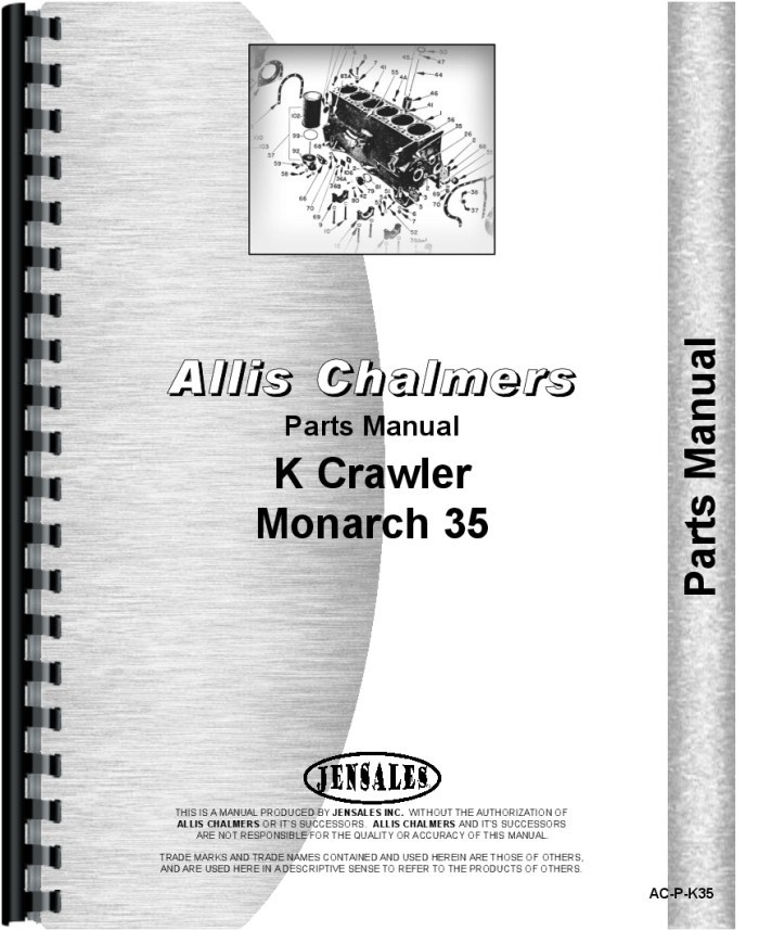 Allis Chalmers K-35 Crawler Parts Manual for 1931 Models