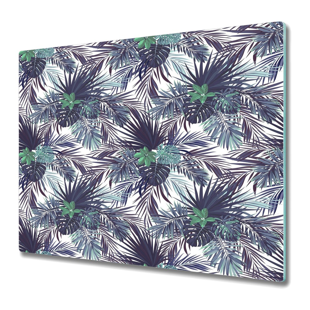 Glass Kitchen Chopping Board Tropical Leaves | Exotic Abstract Design | 60x52
