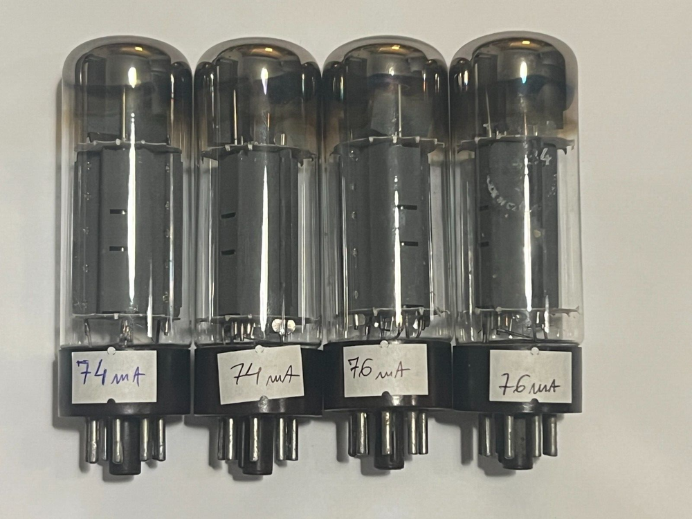 EL34 6CA7 TESLA - Brown Base  Matched Quad - stable in manual bias NOS 70's