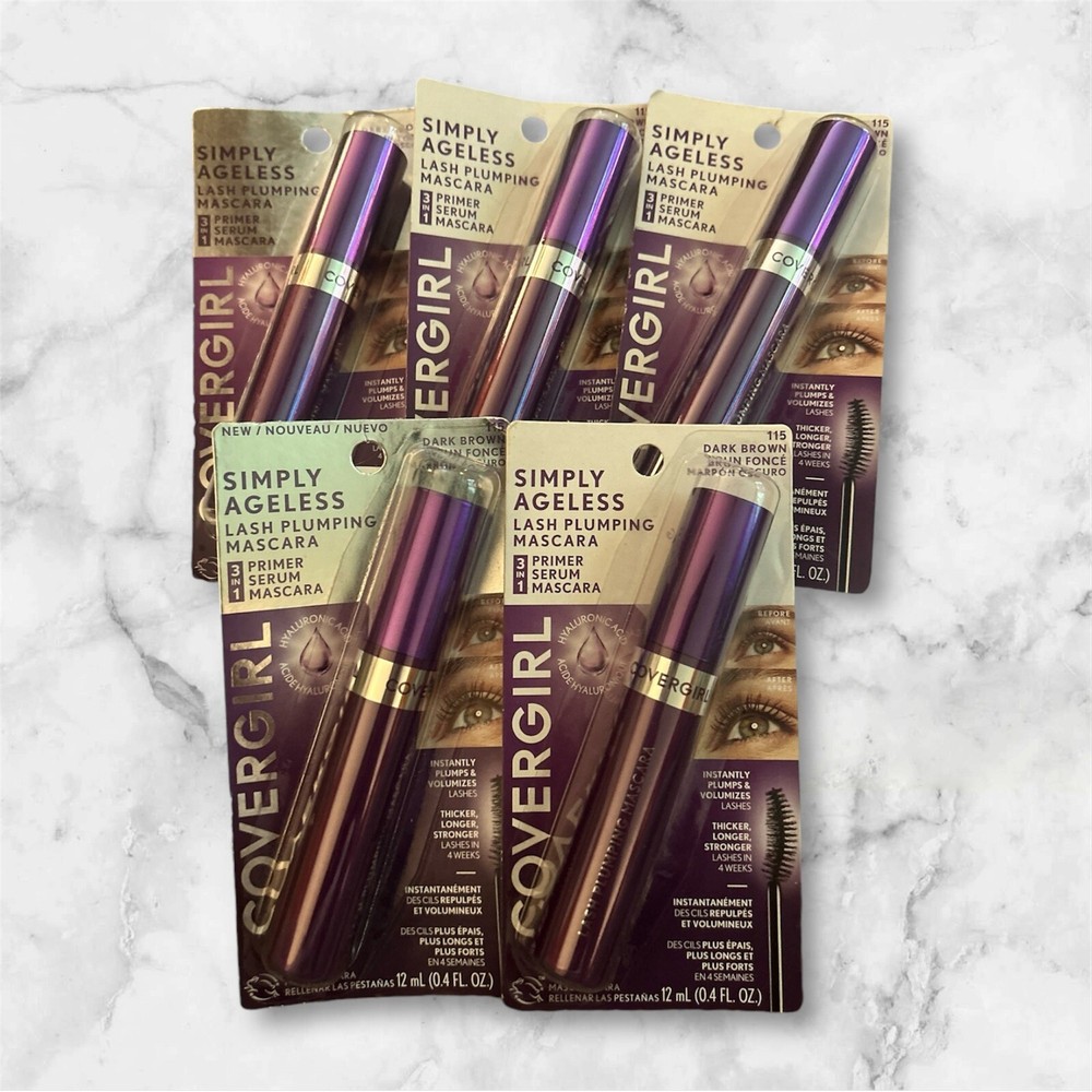Covergirl Simply Ageless Lash Plumping Mascara-#115 DARK BROWN - 5 Pack!!!