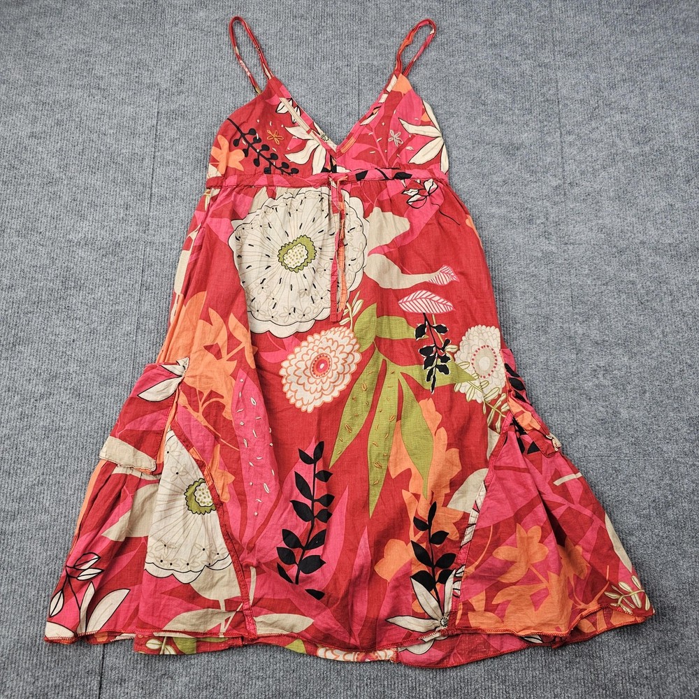 Vintage Solitaire Dress Womens Small Y2K Babydoll Tropical Floral Boho Sundress