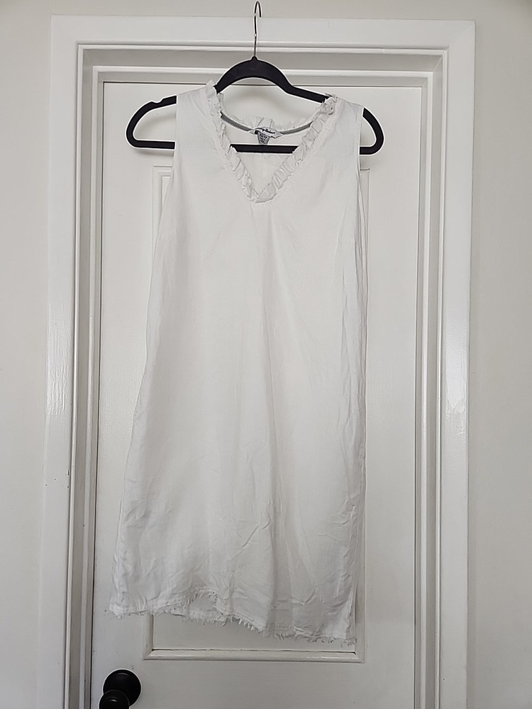 Tommy Bahama Women's Size XS Two Palms Sandy Spots Shift Dress Linen Fringe Hem
