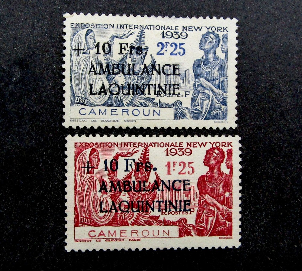 nystamps France Cameroun Stamp # B16 B17 Mint OG H $60 Y22y3422