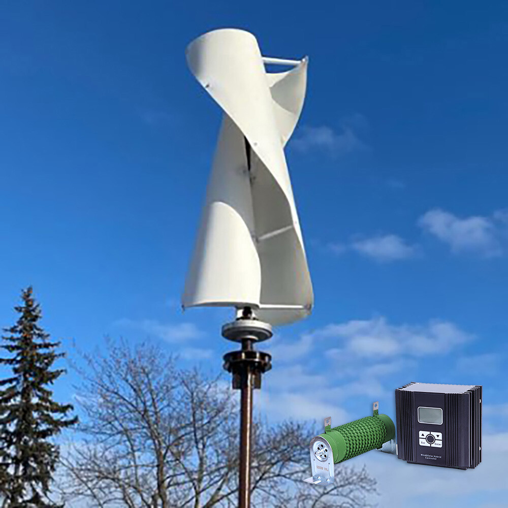 800W 12V/24V/48V Vertical Wind Turbine Wind Power Generator & Hybrid Controller