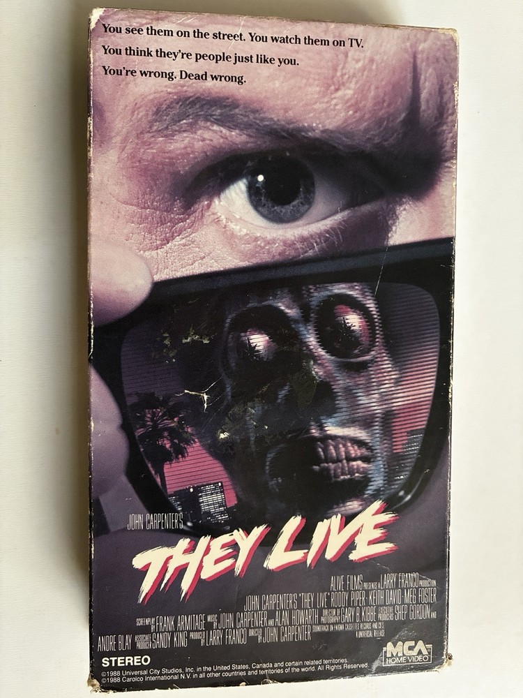 They Live John Carpenter Vintage Horror Movie VHS 1989 Roddy Piper