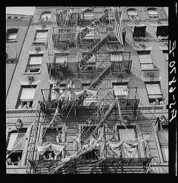 New York NY Mott Street Italian-American Parade Spectators 1900s Fire Escape