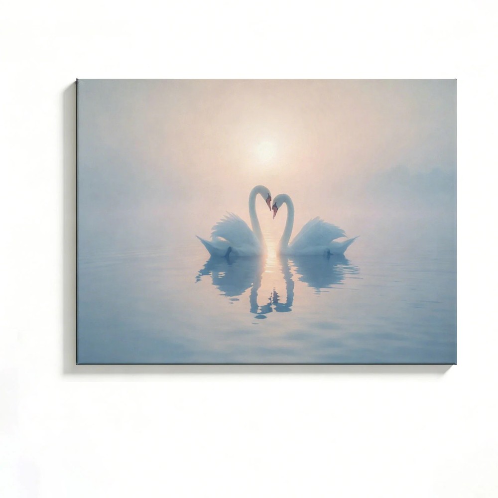 Swan Canvas Painting 2D Flat Frameless Wall Art for Home Office Decor