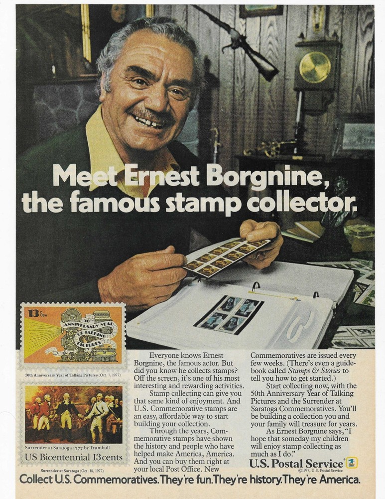 Ernest Borgnine   U.s. Postal Service   Original Print Ad