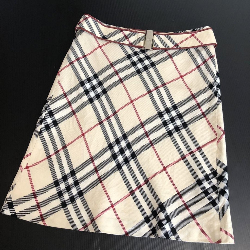Burberry Blue Label Nova Check Skirt With Belt Knee Length Used