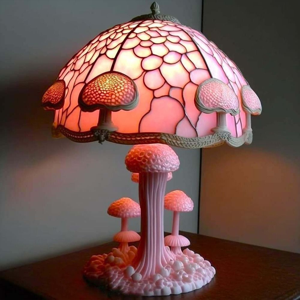 Mushroom Table Lamp Plant Series Bedroom Bedside Flower Retro Night Lamp US