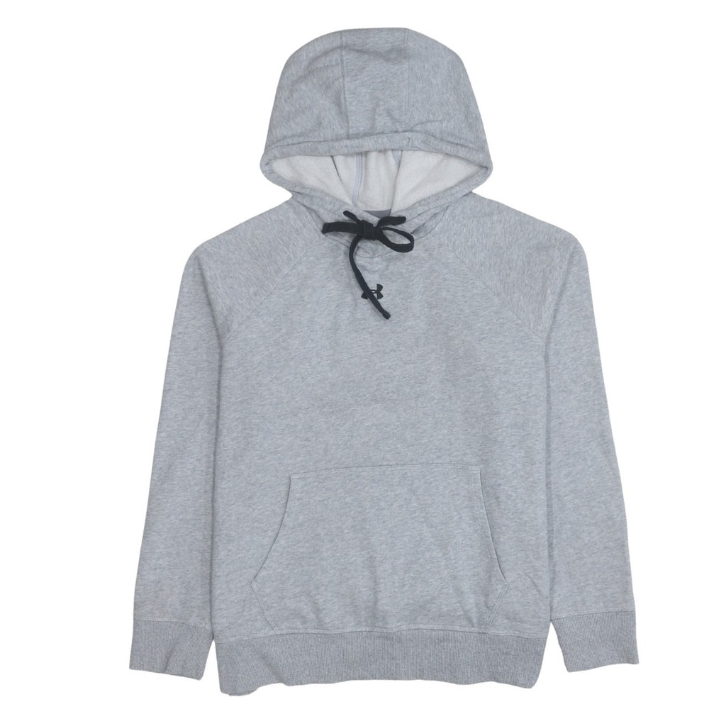 Under Armour Womens Hoodie Grey Fleece Hooded Logo Pouch Pullover L Relaxed