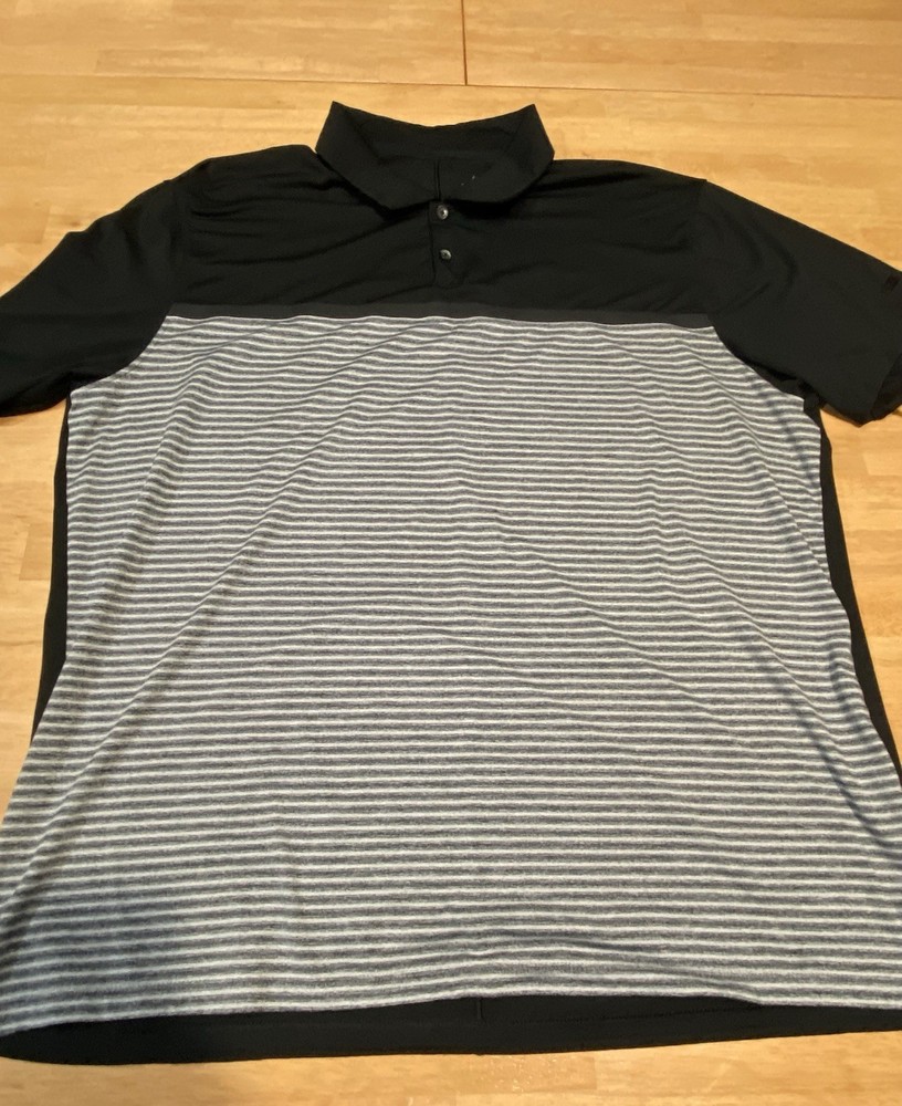 Nike Shirt Men's Size XL Tiger Woods Dri-fit Golf Vapor Polo Black/Gray