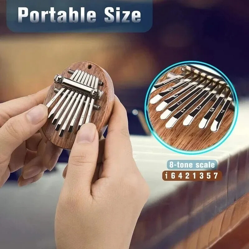 8 Keys Mini Kalimba Portable Wooden Finger Harp Thumb Piano Musical Instrument