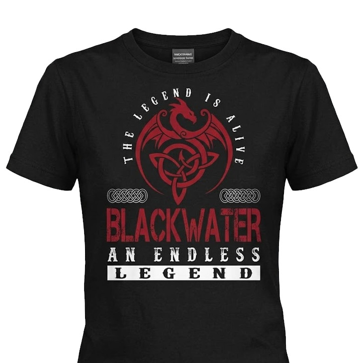 Blackwater Legend Red Graphic Tee - Fitted Black T-Shirt