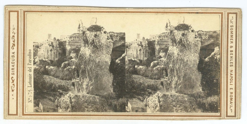 G5169~ Siracusa Latomie del Paradiso - 1860s Stereoview – Sommer & Behles