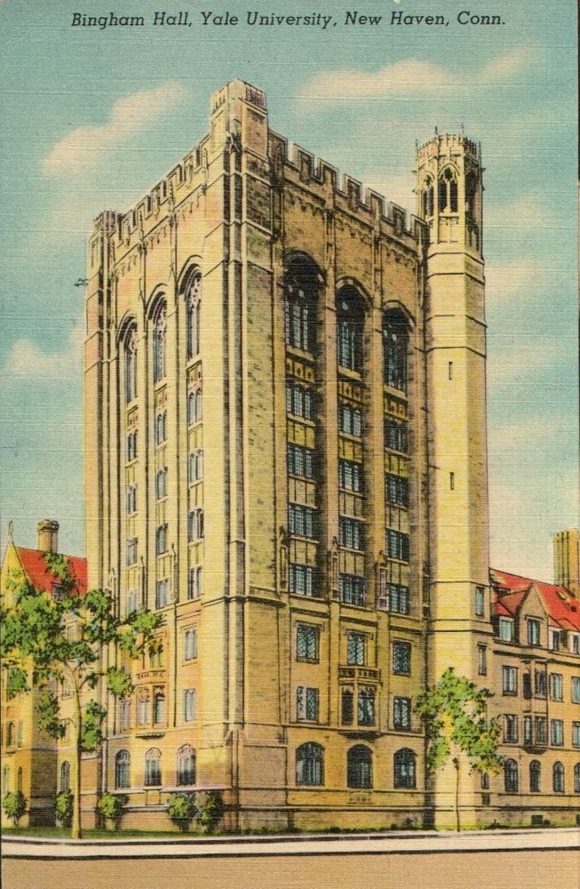 Postcard Linen Bingham Hall Yale University New Haven CT PA105