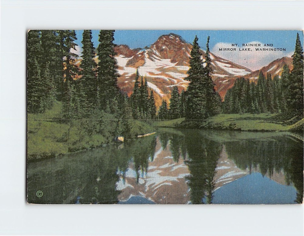 Postcard Mount Rainier and Mirror Lake Washington USA