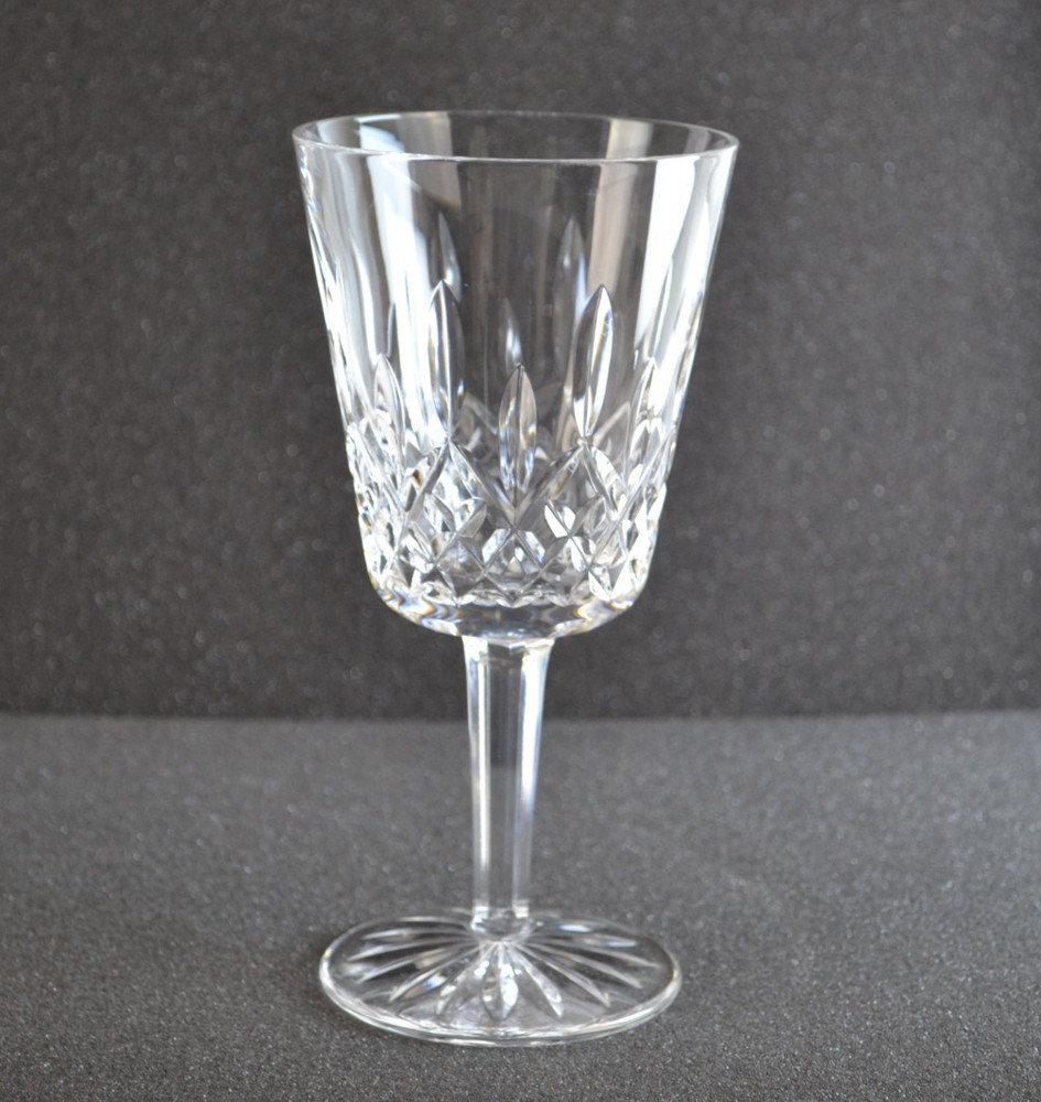 waterford water goblet lismore crystal fan star pattern 6 7/8