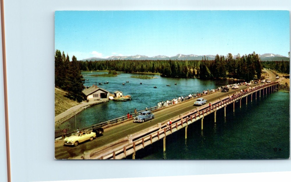 Postcard - Fishing Bridge, Yellowstone Lake, Yellowstone National Park, Wyoming