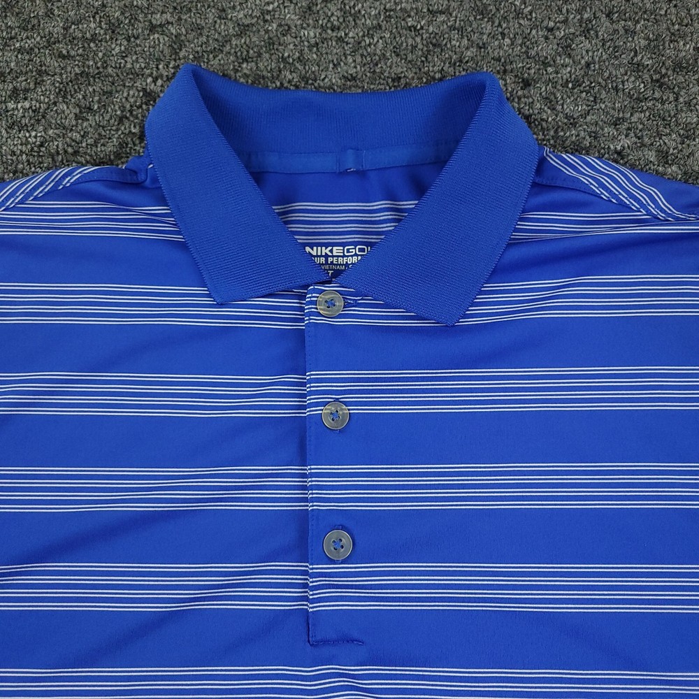 Nike Golf Polo Shirt Mens Large Blue Tour Performance Dri Fit Casual Golf Swoosh