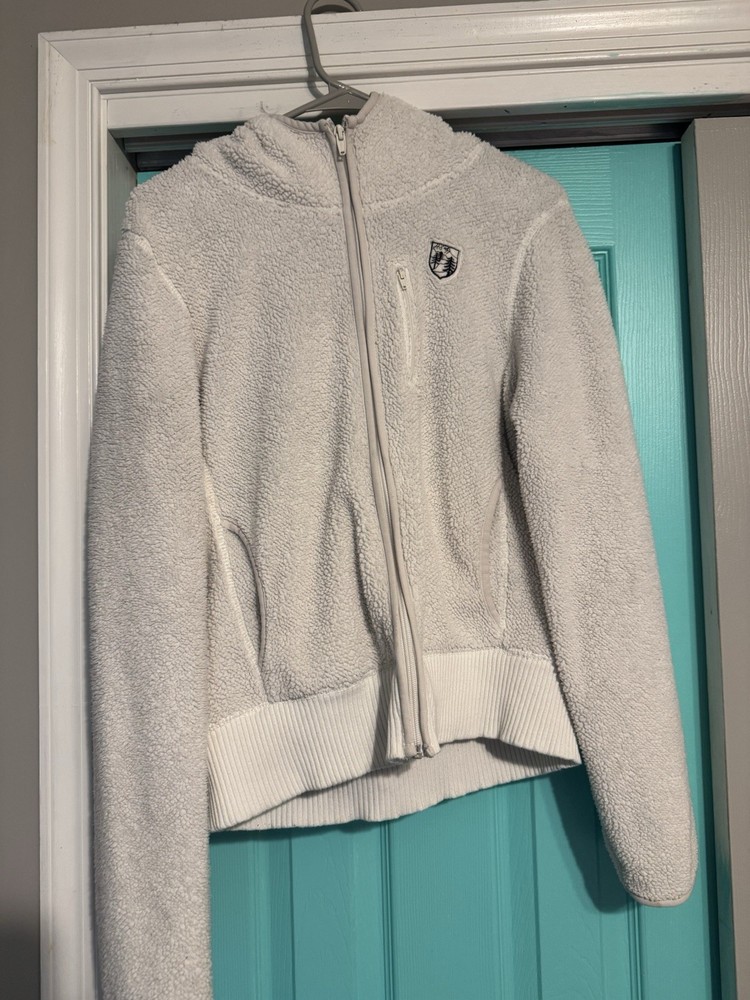 American Eagle Outfitters Women's White Full Zip Fleece Hoodie XL