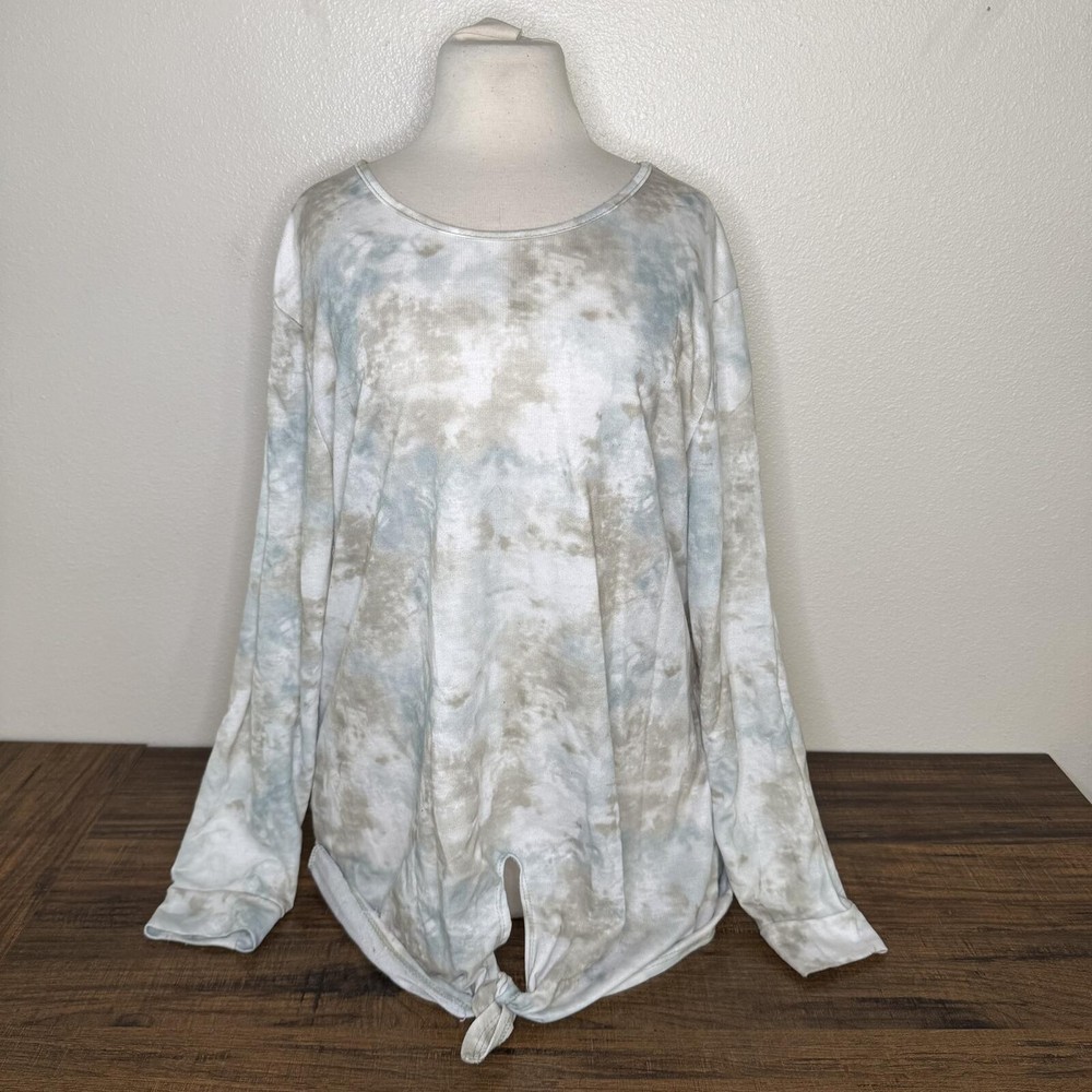 Bobbie Brooks Plus Size Tie-Front Long Sleeve Top 1X
