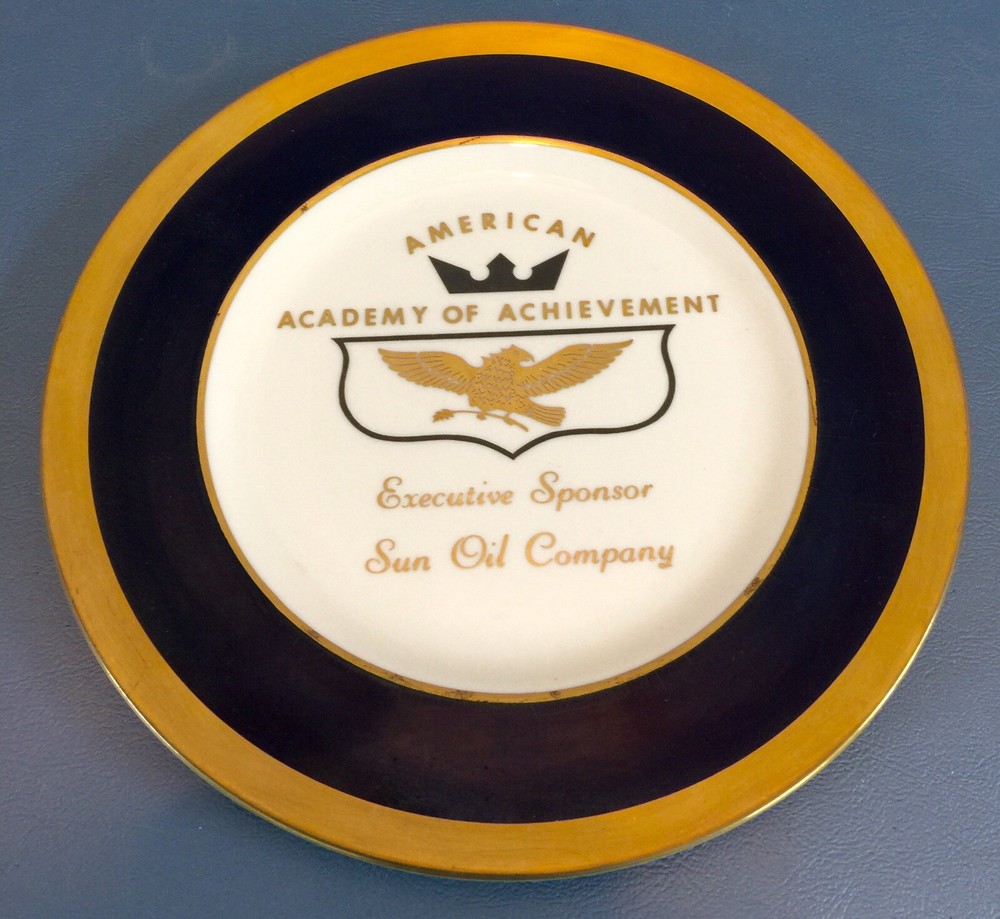 Super Rare American Academy of Achievement Gold Plate Award from Sun Oil Company-image