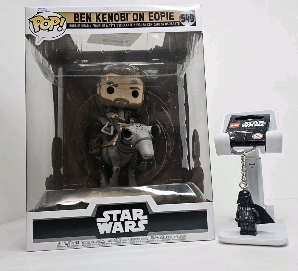 Ben Kenobi on Eopie Funko Pop Rides Star Wars with Lego Darth Vader Keychain